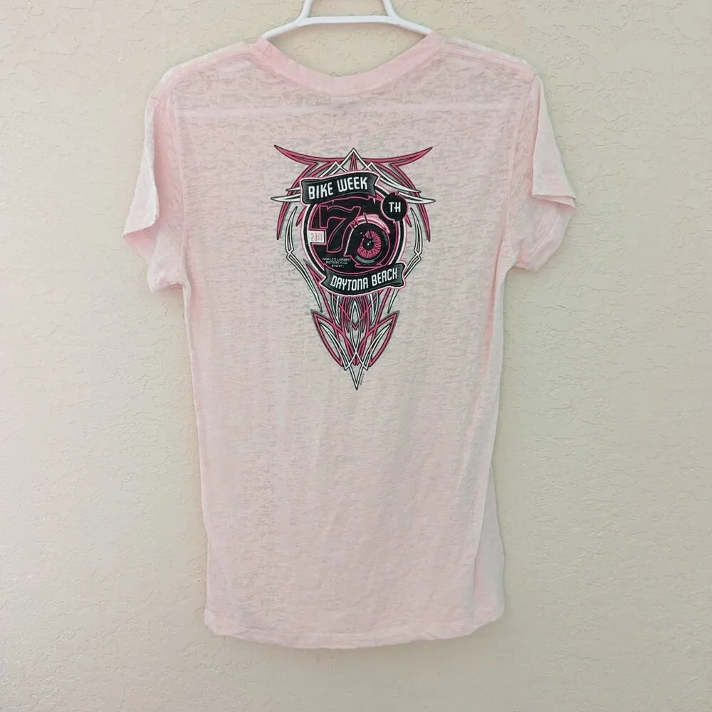 Vintage Daytona Bike Week 2011 70th Pink Short Sleeved T Shirt Size 2XL NWT Y2K - Picture 6 of 6